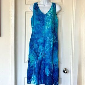 NWOT Dana Buchman Tropical Linen V-Neck Tank Dress